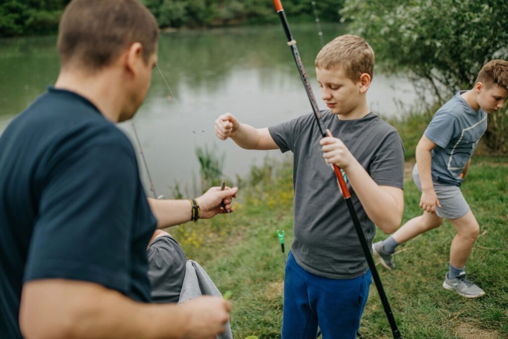Father and son fishing